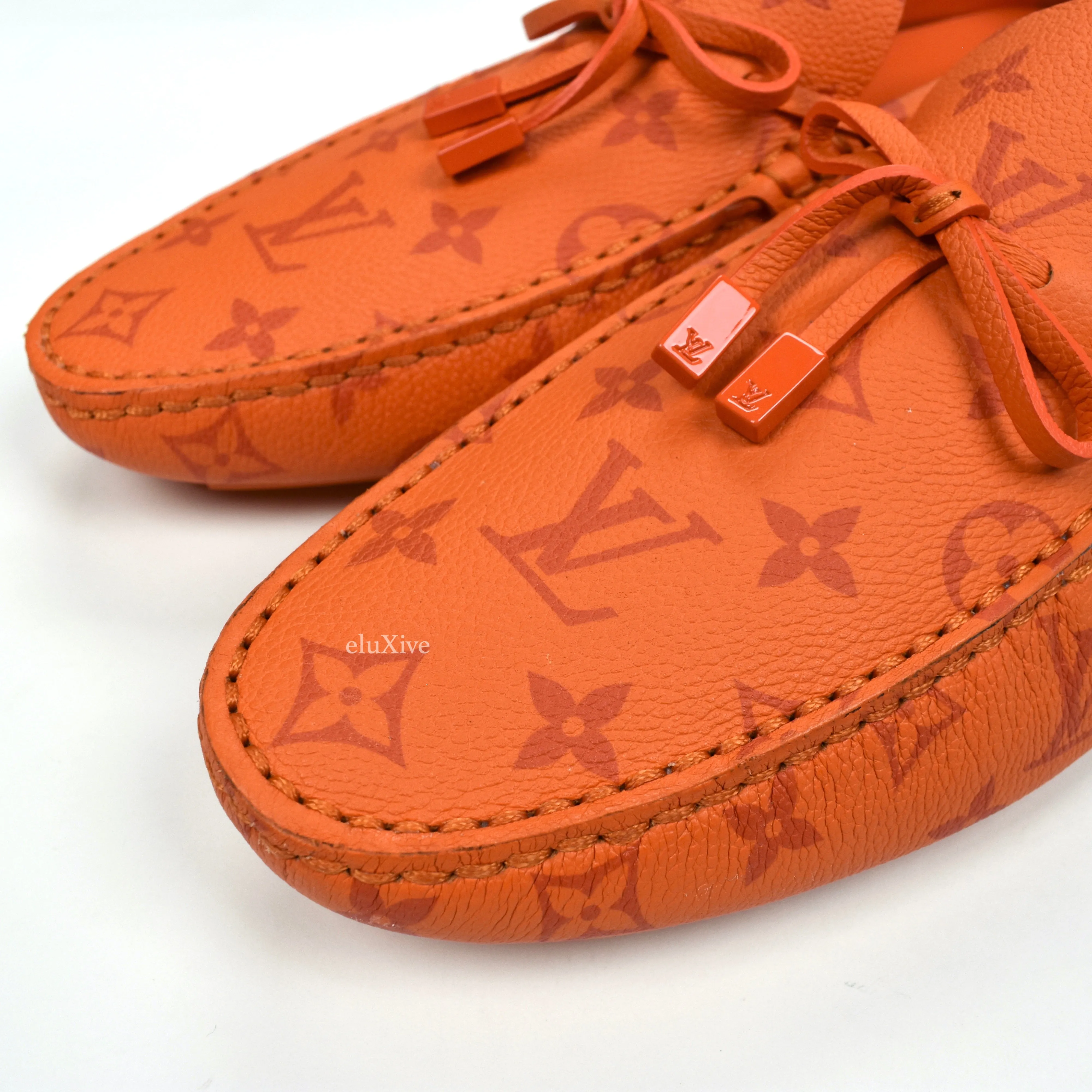 Louis Vuitton - Orange Monogram Leather Driving Loafers