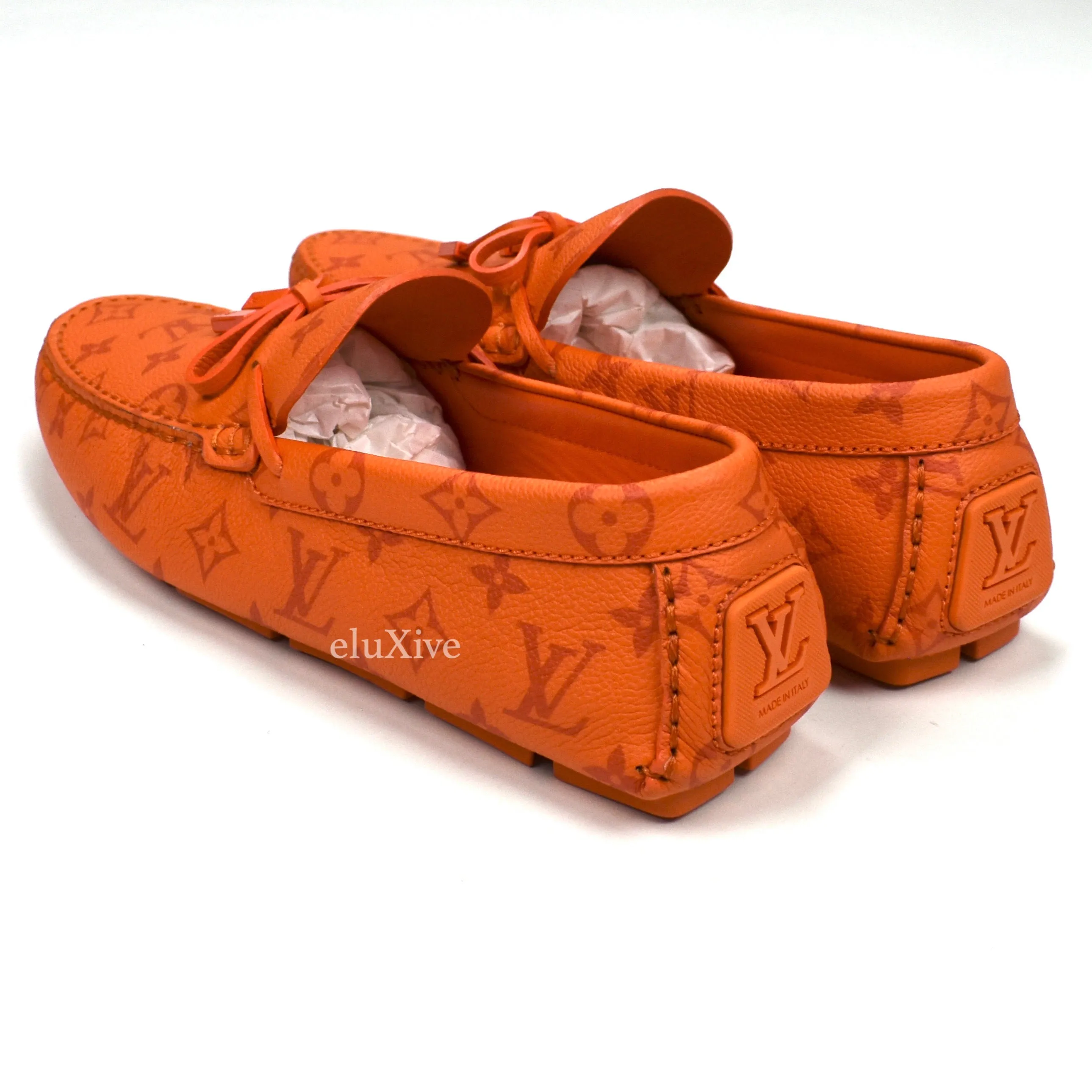 Louis Vuitton - Orange Monogram Leather Driving Loafers