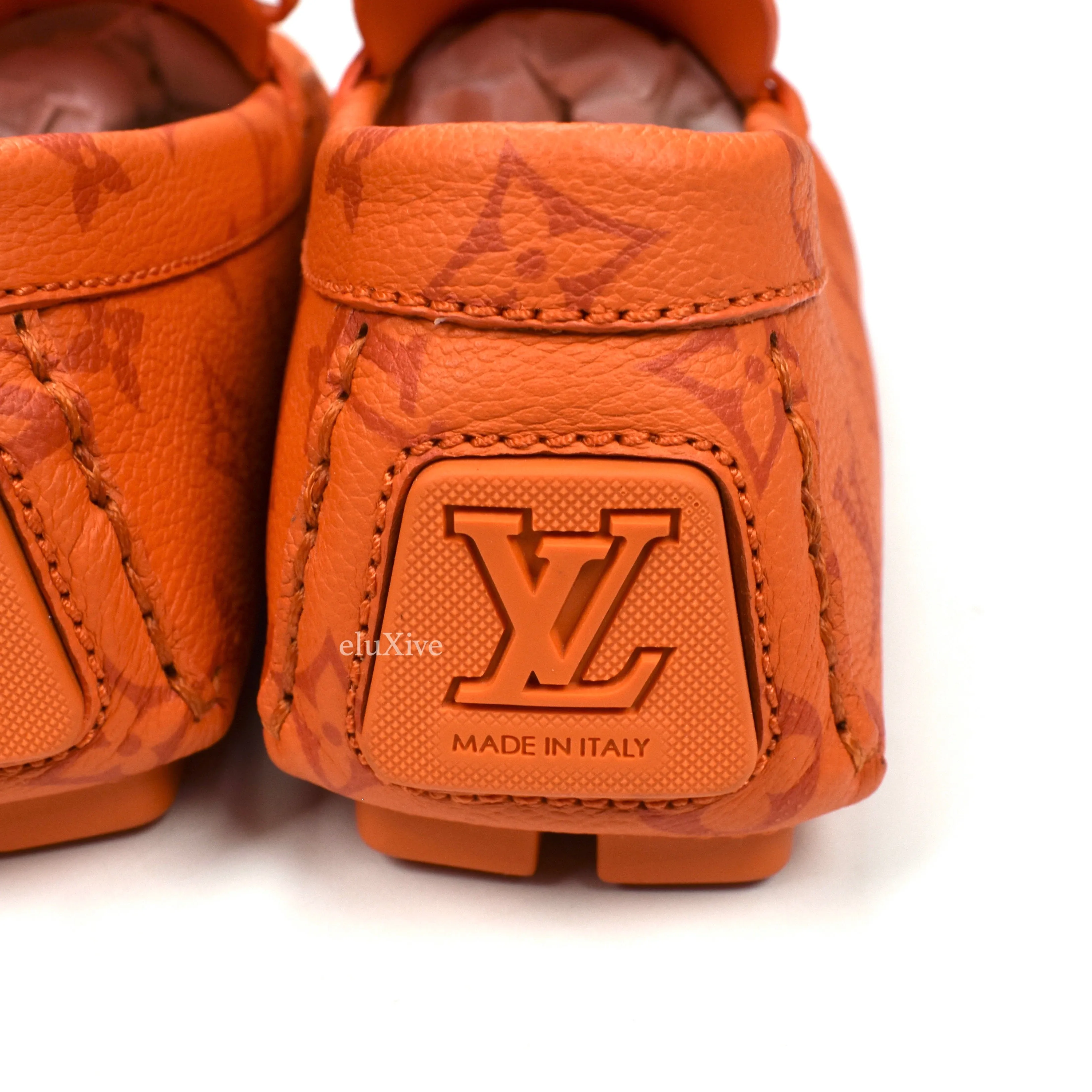 Louis Vuitton - Orange Monogram Leather Driving Loafers