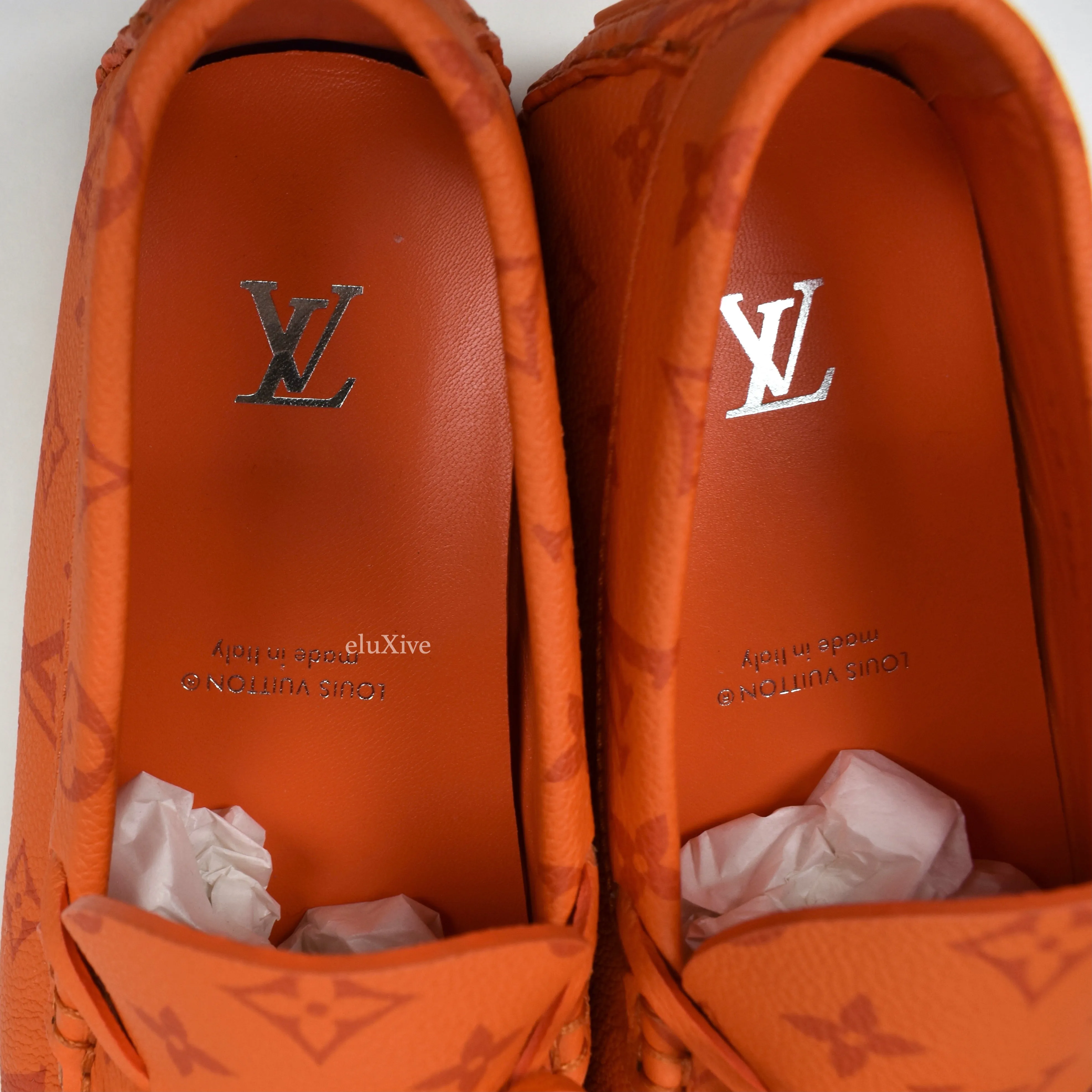 Louis Vuitton - Orange Monogram Leather Driving Loafers
