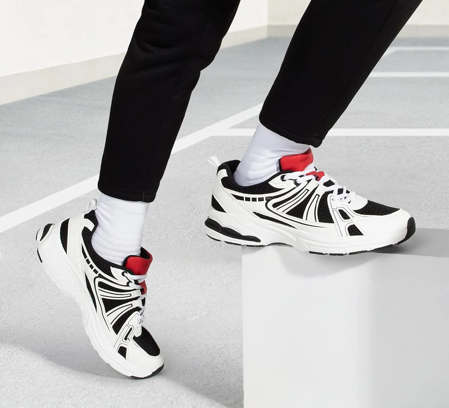 LUCKY STEP Men's Mesh Breathable Fashion Sneakers Non Slip Comfortable Running Shoes Lightweight Casual Workout Tennis Shoes
