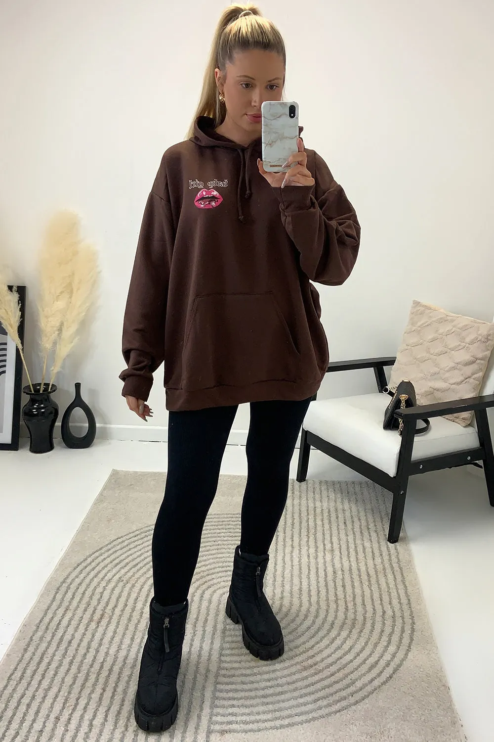 Marlow Brown 'Baby Girl' Slogan Hoodie