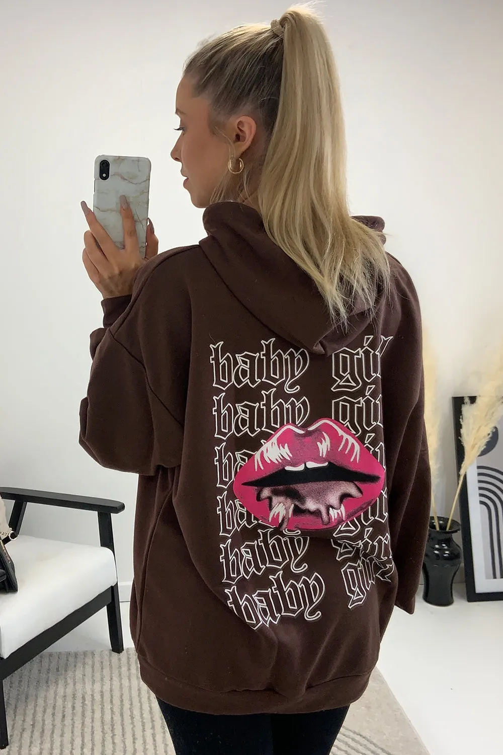 Marlow Brown 'Baby Girl' Slogan Hoodie