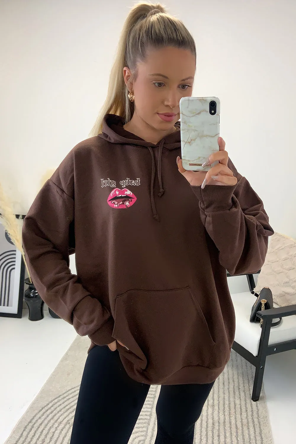 Marlow Brown 'Baby Girl' Slogan Hoodie