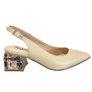 MB 22746 Ivory Leather Block Heels