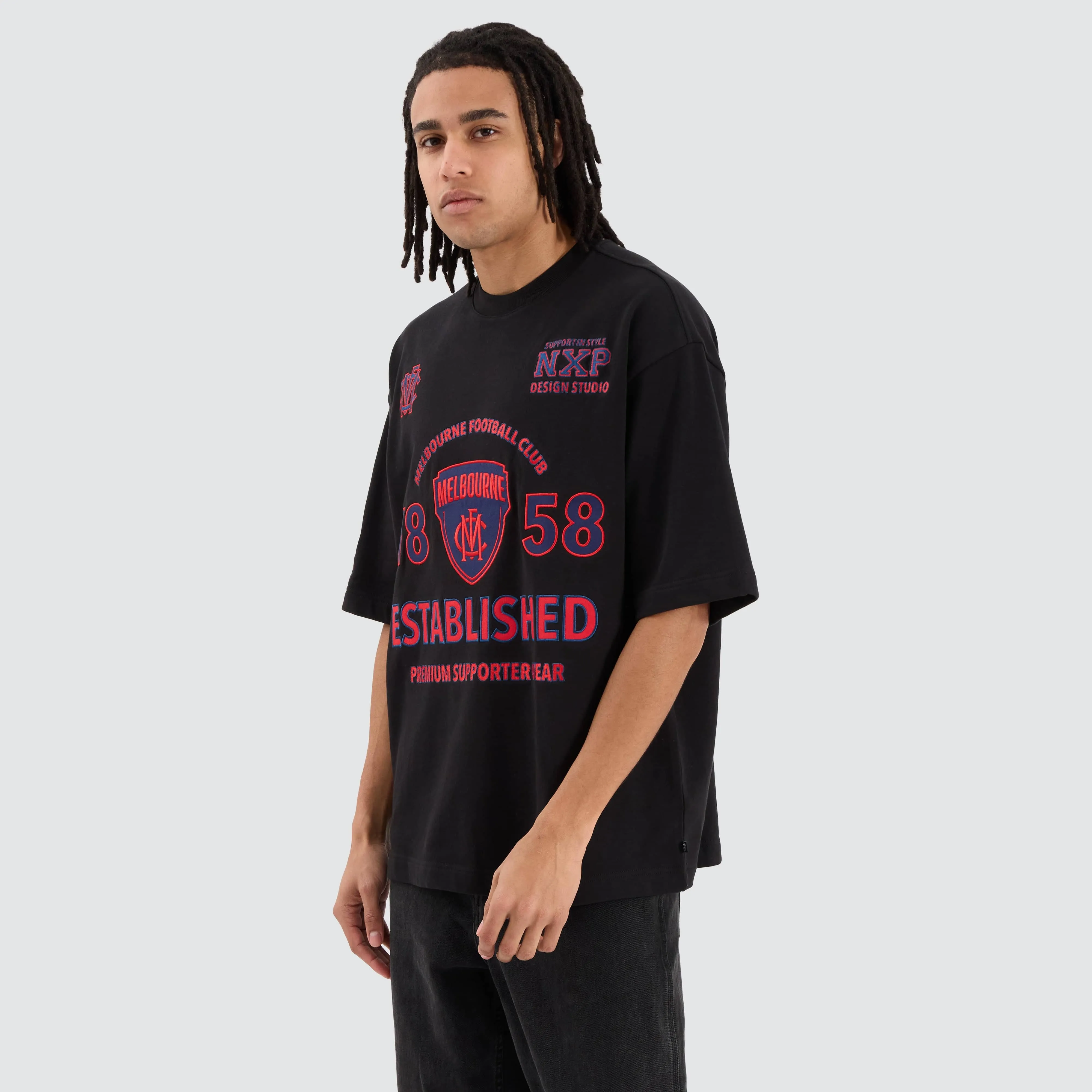 Melbourne Demons AFL Mega Loopback Tee Jet Black