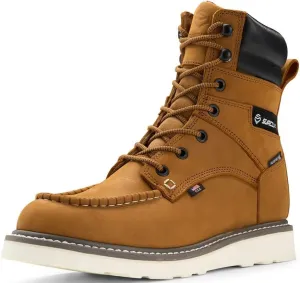 Men 8" Soft Toe Waterproof Work Boots,EH Construction Industrial Safety Leather, Lace Up Moc Toe Work Boot, Goodyear Welt Oil/Slip Resistant Comfortable Outsole, zapatos de trabajo para hombre
