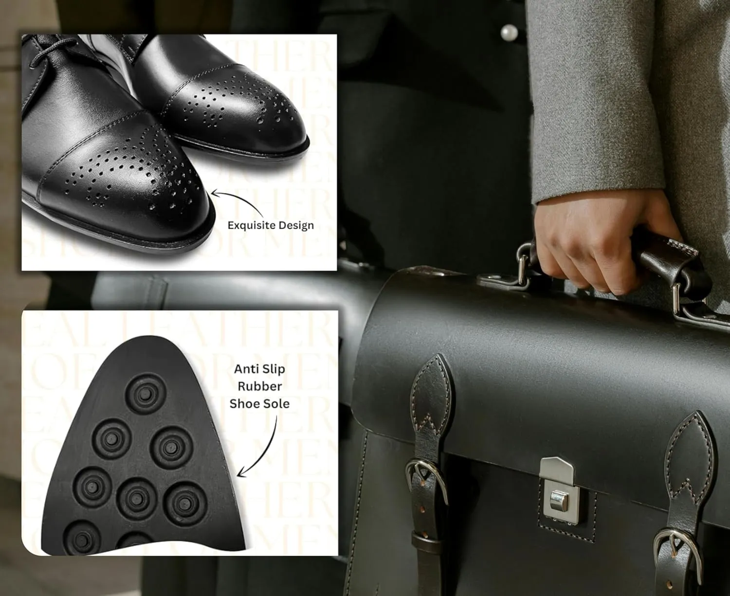Men's Dress Shoes Handmade Leather Formal Business Oxford Shoes Premium Brogue Derby Retro Dress Shoes for Men