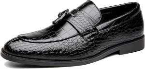 Men's Leather Tassel Business Casual Penny Loafers Slip-On Fashion Luxury Round Toe Dress Shoes for Party Dating Prom Wedding Work