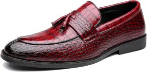 Men's Leather Tassel Business Casual Penny Loafers Slip-On Fashion Luxury Round Toe Dress Shoes for Party Dating Prom Wedding Work