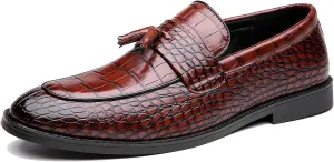 Men's Leather Tassel Business Casual Penny Loafers Slip-On Fashion Luxury Round Toe Dress Shoes for Party Dating Prom Wedding Work