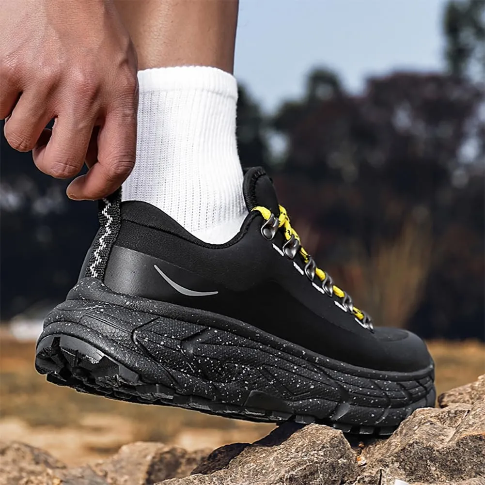 Men's Waterproof Hiking Shoes, Low-Top Trail Running Sneakers, Shock Absorbing Work Boots