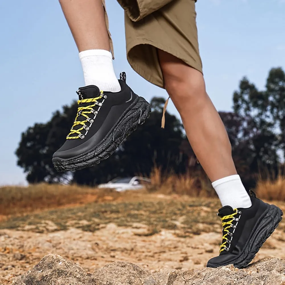 Men's Waterproof Hiking Shoes, Low-Top Trail Running Sneakers, Shock Absorbing Work Boots
