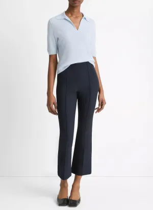 Mid Rise Pintuck Crop Flare Pant