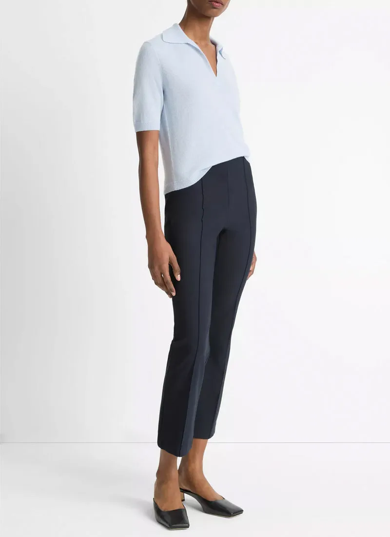 Mid Rise Pintuck Crop Flare Pant