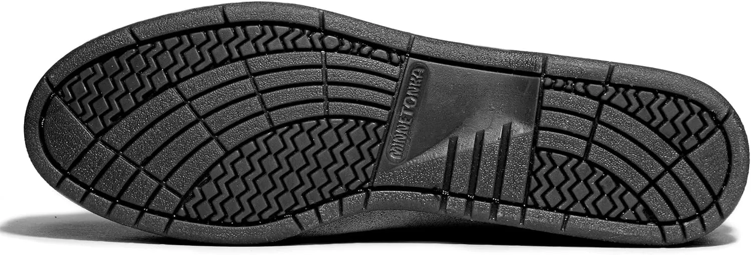 Minnetonka Womens Tie Slip On Moccasins for Women, Classic Leather Loafer Silhouette, Cushioned Footbed