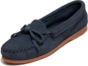 Minnetonka Womens Tie Slip On Moccasins for Women, Classic Leather Loafer Silhouette, Cushioned Footbed
