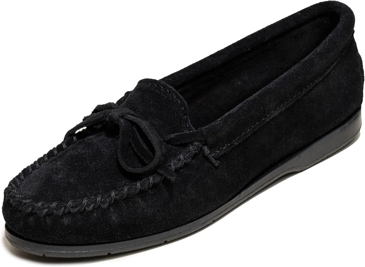 Minnetonka Womens Tie Slip On Moccasins for Women, Classic Leather Loafer Silhouette, Cushioned Footbed