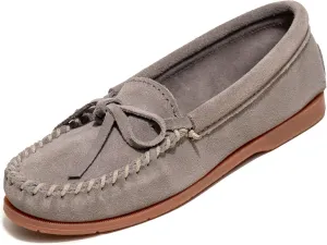 Minnetonka Womens Tie Slip On Moccasins for Women, Classic Leather Loafer Silhouette, Cushioned Footbed