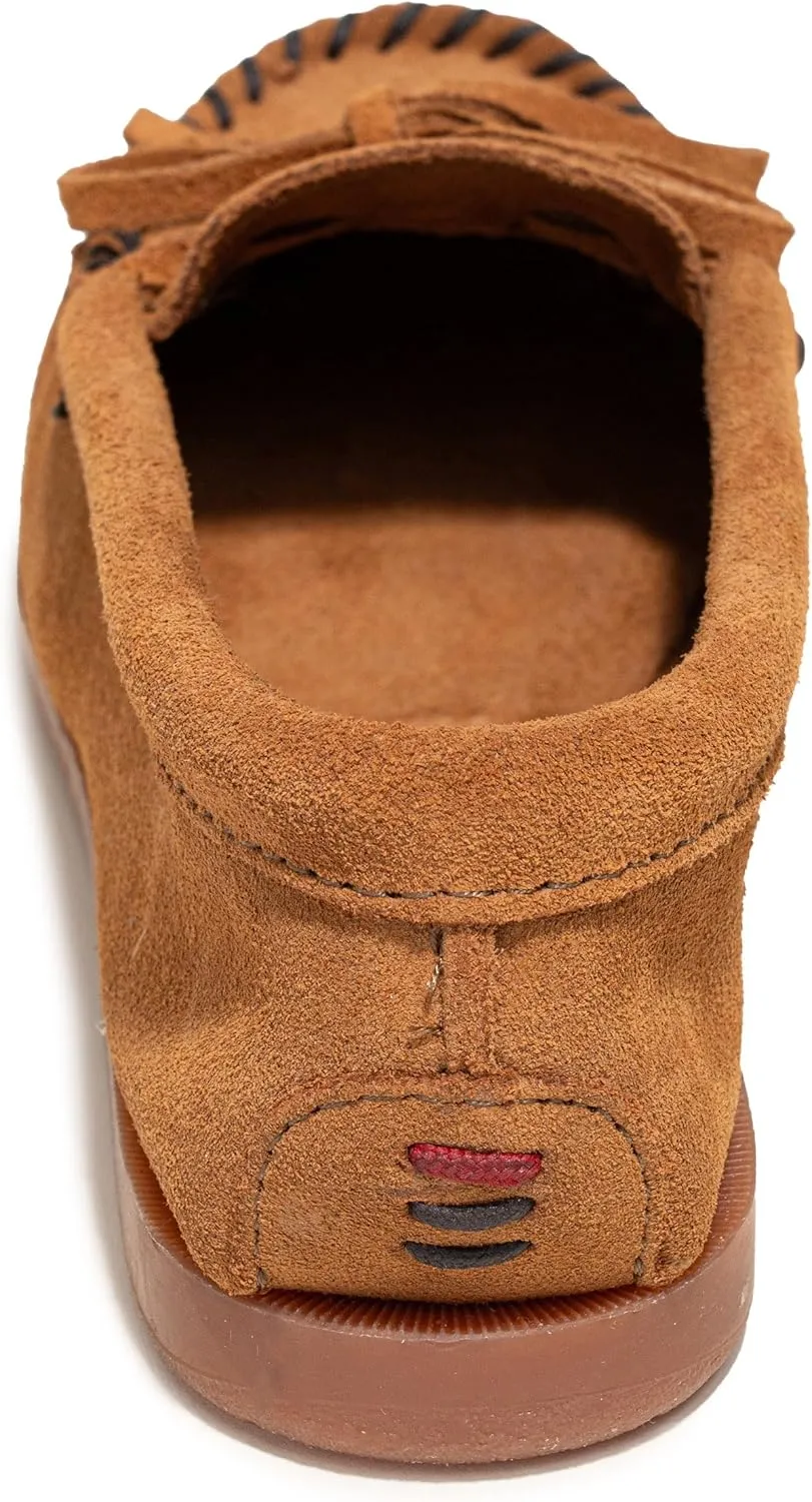 Minnetonka Womens Tie Slip On Moccasins for Women, Classic Leather Loafer Silhouette, Cushioned Footbed