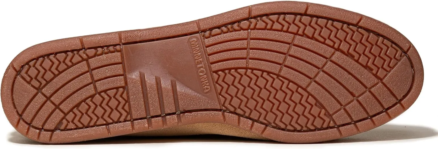 Minnetonka Womens Tie Slip On Moccasins for Women, Classic Leather Loafer Silhouette, Cushioned Footbed