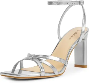 Modatope Strappy Heels for Women Square Open Toe Chunky High Heels Ankle Strap Heeled Sandals Comfort Dress Party Womens Sandals