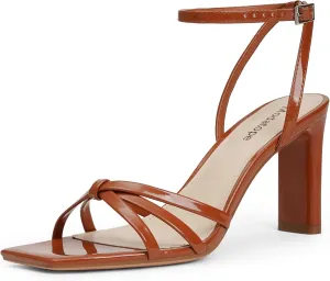 Modatope Strappy Heels for Women Square Open Toe Chunky High Heels Ankle Strap Heeled Sandals Comfort Dress Party Womens Sandals