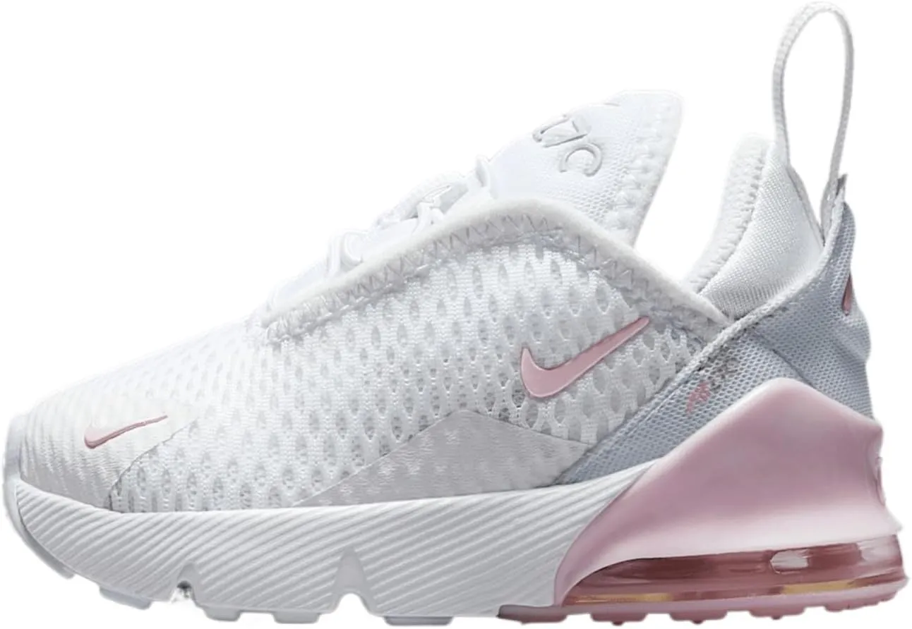 Nike Air Max 270 Baby/Toddler Shoes (DD1646-122, White/Light Smoke Grey/Pink Foam)