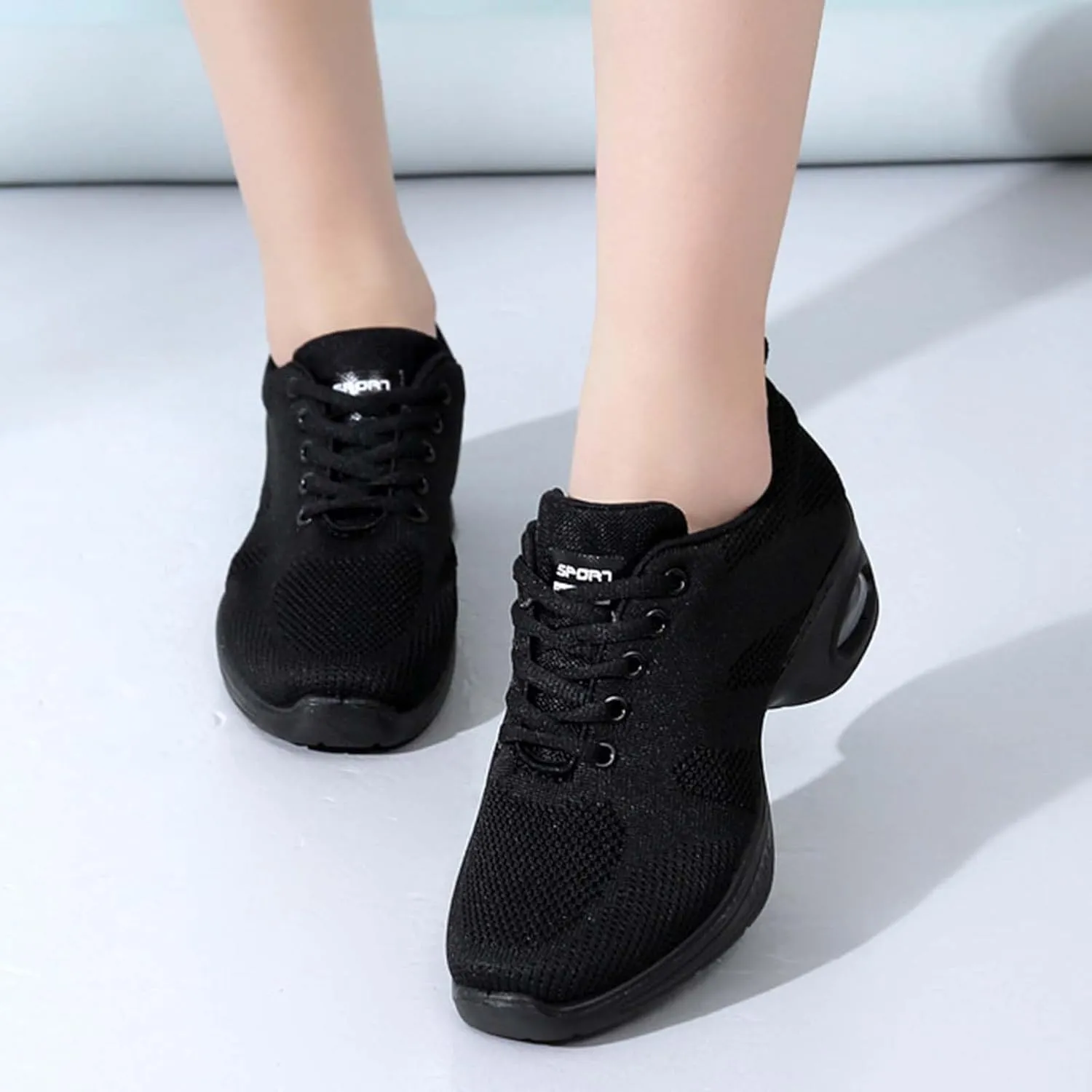 ONAIC Women's Jazz Dance Shoes Lace-Up Sneakers Modern Breathable Dance Shoe Athletic Walking Dance Trainers
