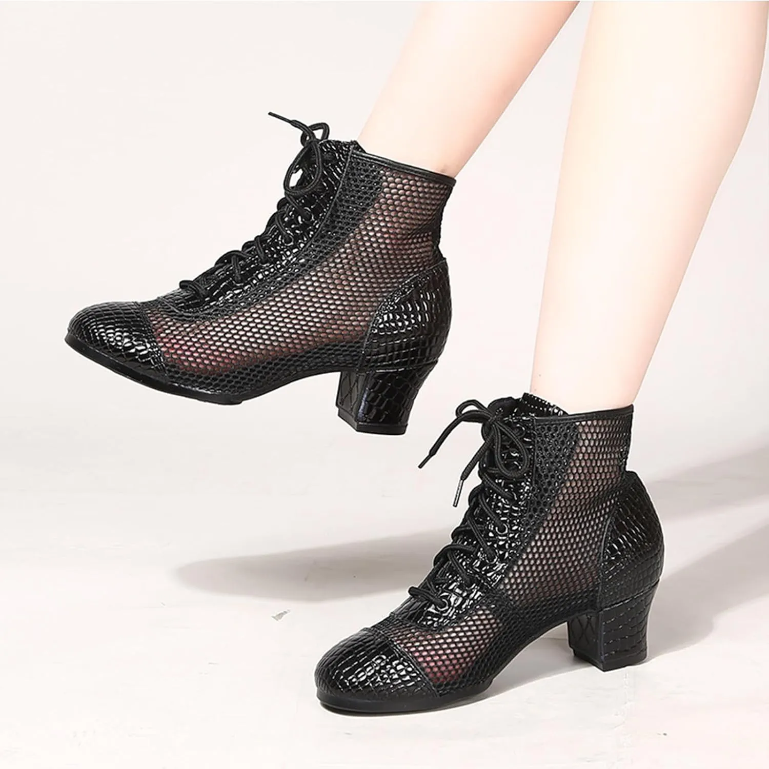 ONAIC Women's Latin Ballroom Dance Shoes Ballroom Dance Sneakers Rubber Sole Practice Jazz Dance Trainers 3.5 Heel