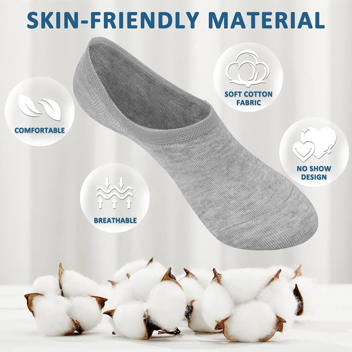 Ordenado Women's No Show Socks 6-9 Pairs Casual Thin Non Slip Flat Boat Line No Show Socks