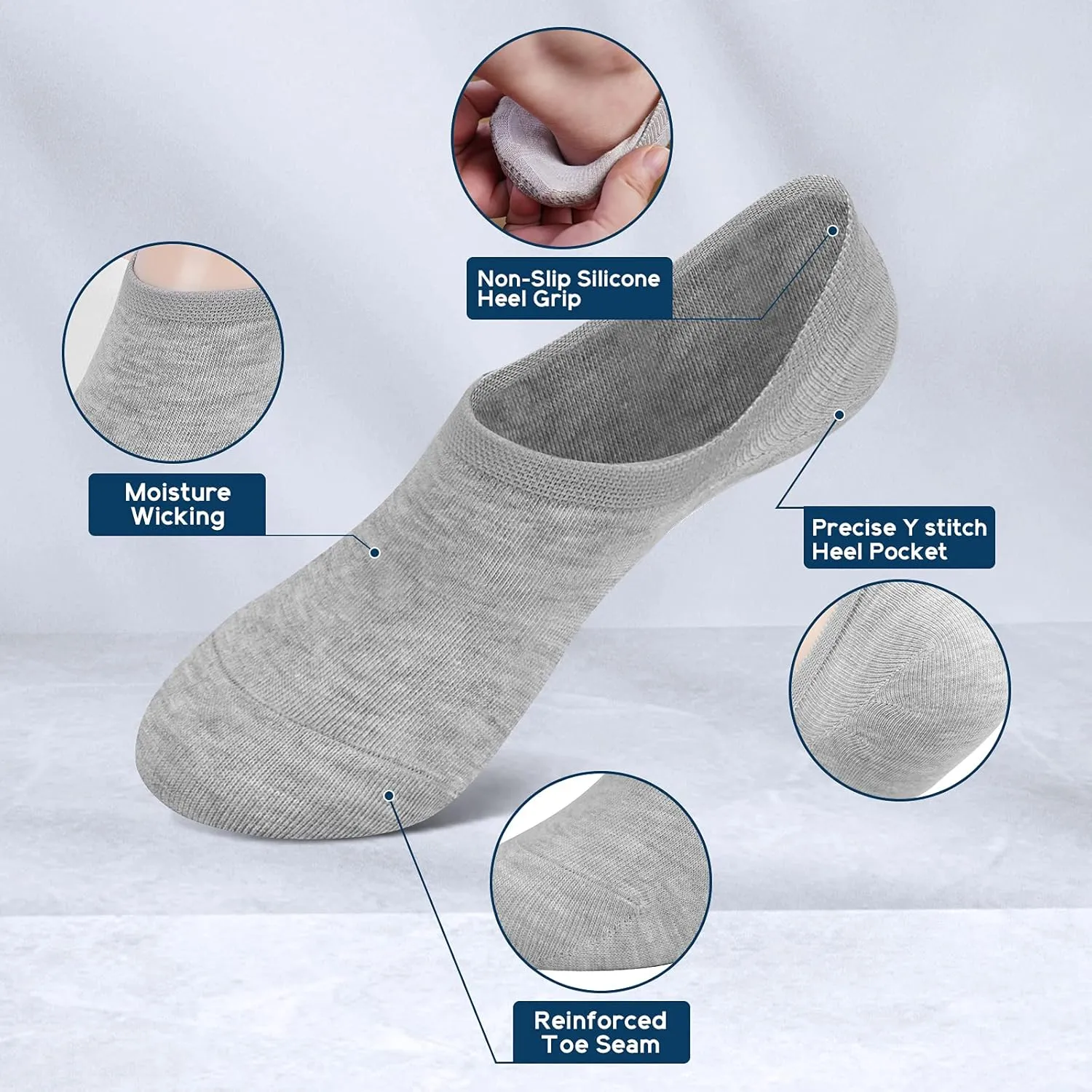 Ordenado Women's No Show Socks 6-9 Pairs Casual Thin Non Slip Flat Boat Line No Show Socks
