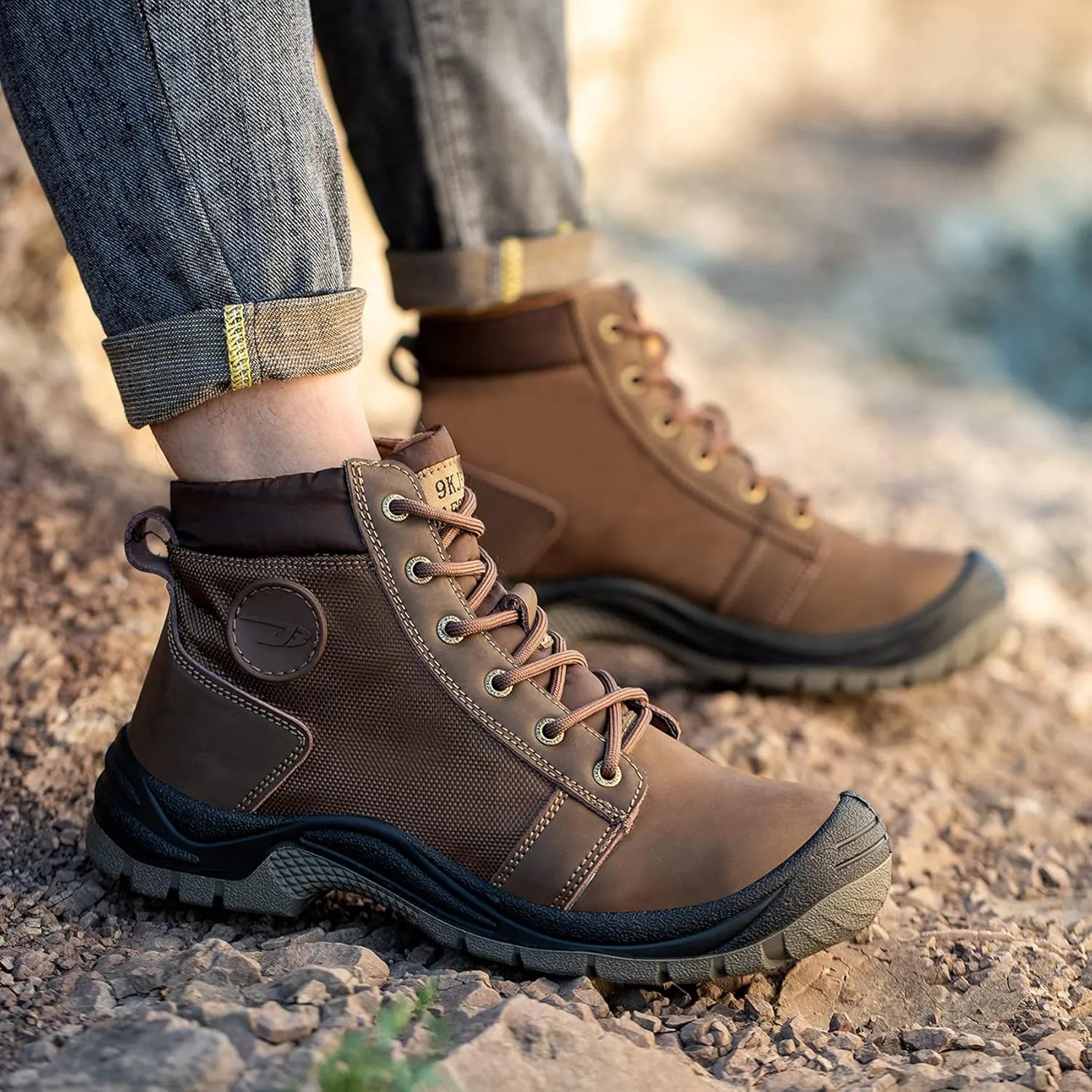 ORISTACO Work Safety Boots Steel Toe Puncture-Resistant Industrial Construction Sneaker