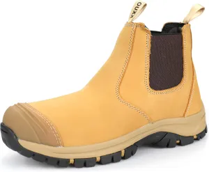 OUXX Steel Toe Chelsea Work Boots for Men  Slip-On Safety Boot, Waterproof Leather, Slip-Resistant Sole, Kevlar Puncture-Proof Midsole, ASTM F2413-18 EH Rated