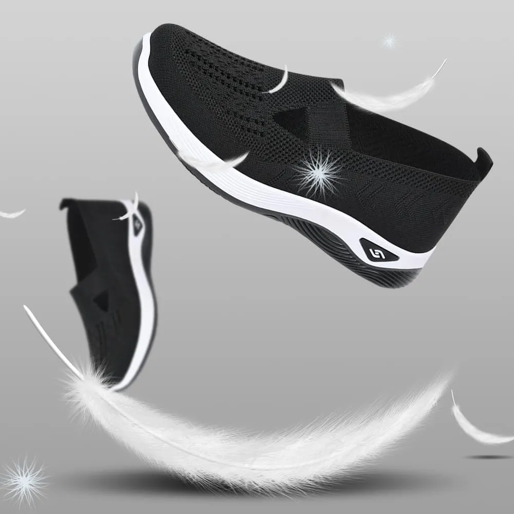 Padgene Women Walking Shoes Sock Sneakers Slip-On Breathable Mesh Trainers Women's Comfortable Casual Ladies Air Cushion Athletic Shoes Running Jogging Shoes