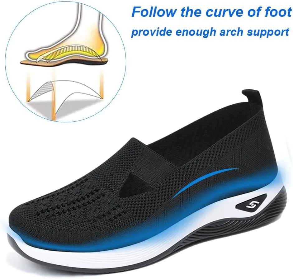 Padgene Women Walking Shoes Sock Sneakers Slip-On Breathable Mesh Trainers Women's Comfortable Casual Ladies Air Cushion Athletic Shoes Running Jogging Shoes