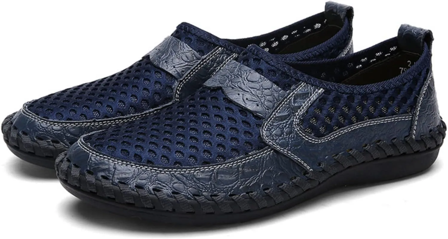 pearlzone Men's Mesh Breathable Walking Loafers,Summer Outdoor Lightweight Slip-on Mesh Casual Shoes Hiking Shoes