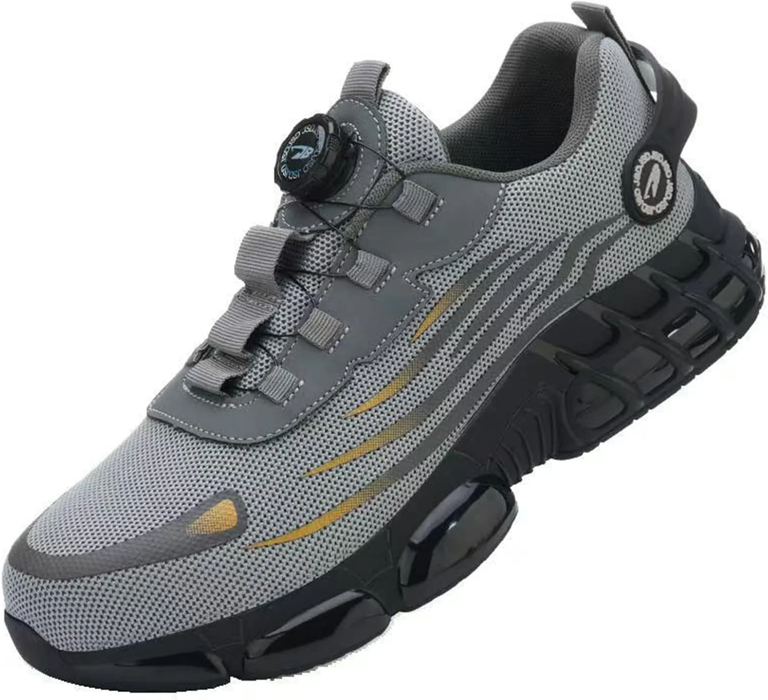 Prestivos Steel Toe Shoes: Men's Work Shoes, Anti-Slip, Puncture-Resistant, Steel Toe, Air Cushion, Black, Gray