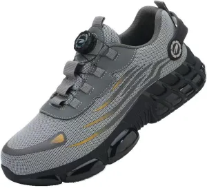 Prestivos Steel Toe Shoes: Men's Work Shoes, Anti-Slip, Puncture-Resistant, Steel Toe, Air Cushion, Black, Gray