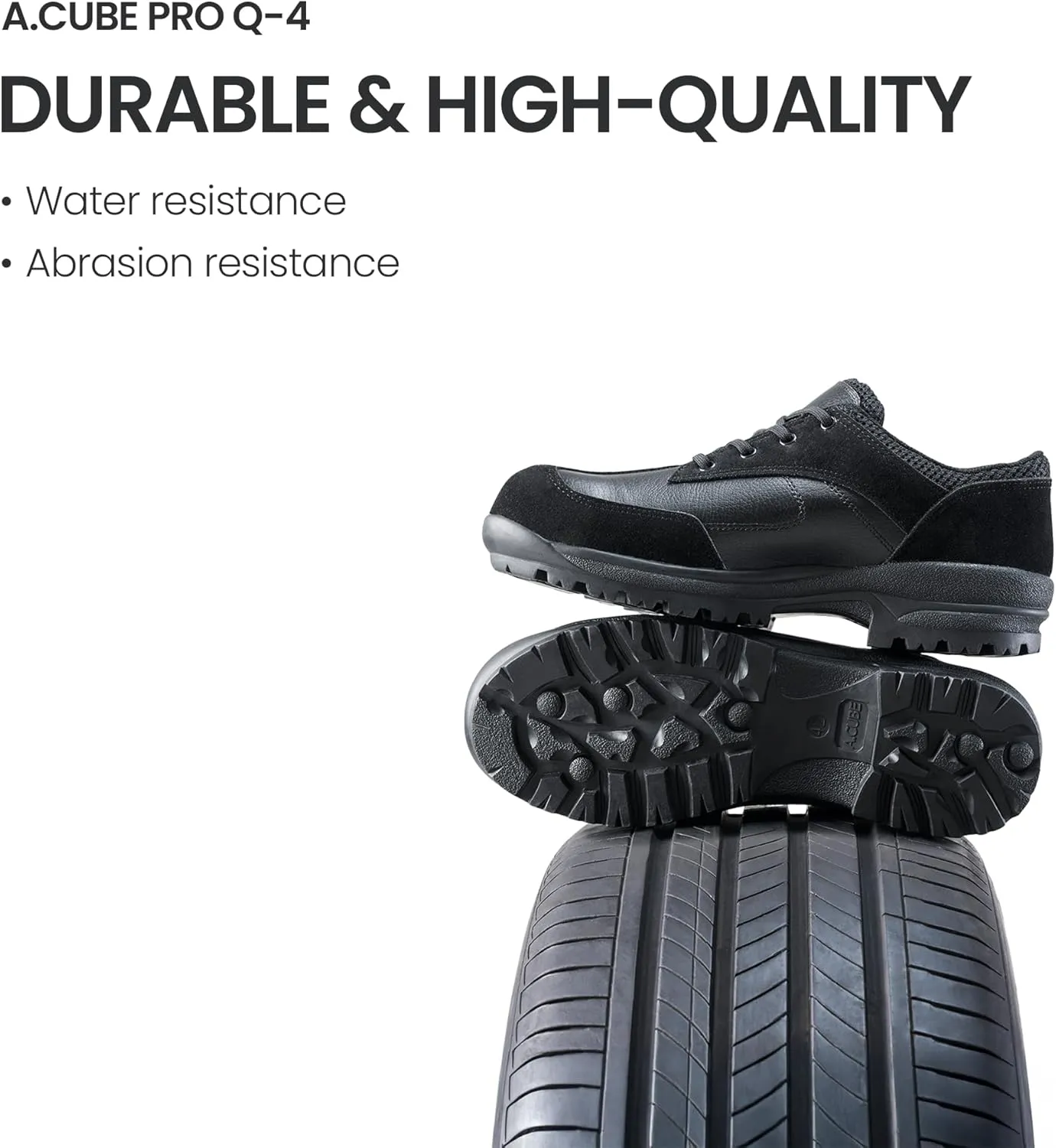Q-4 Comfortable Safety Shoes  PVC Toe Cap, EU Riot Police Outsole, ESG Recycled Materials, Durable Work & Hiking Shoes