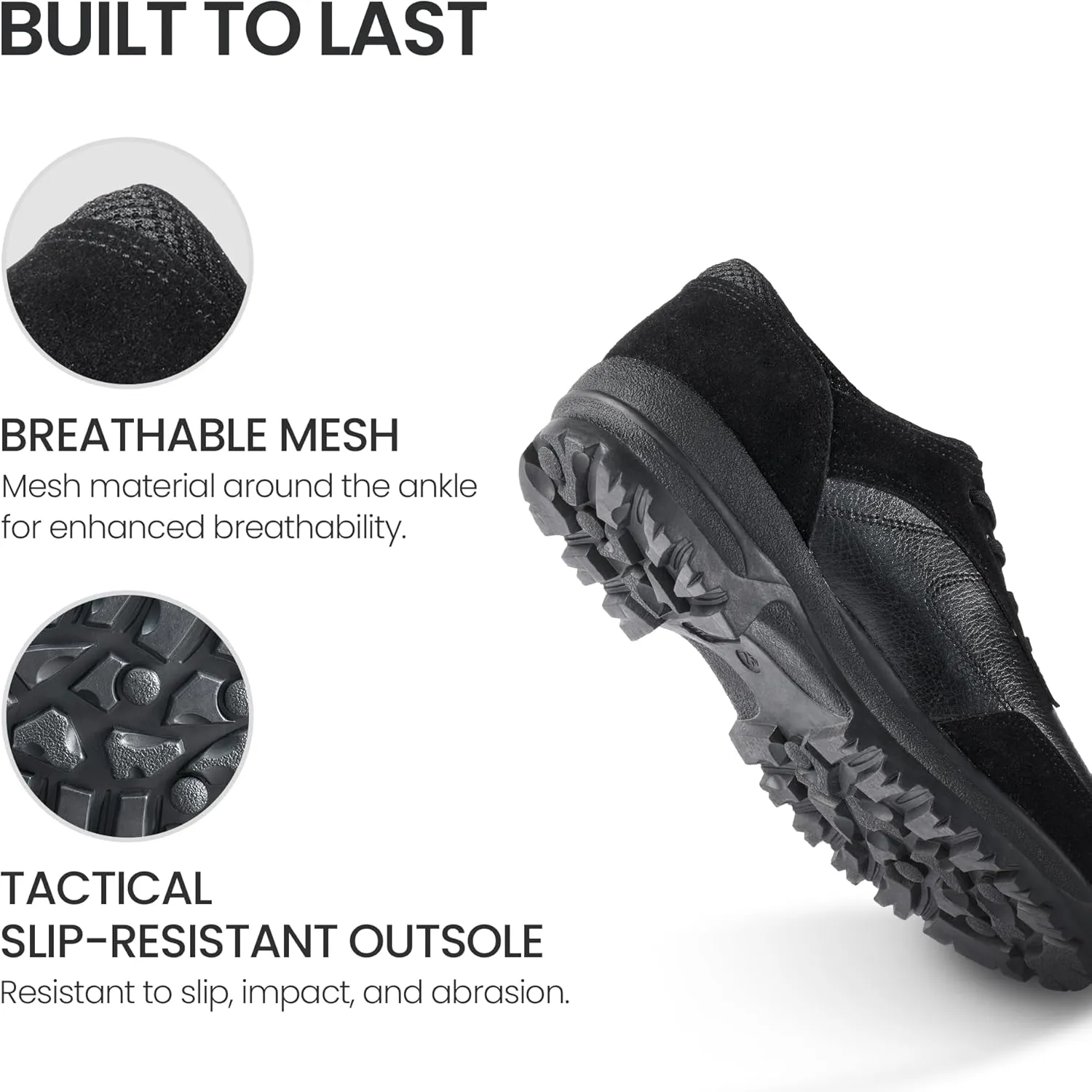 Q-4 Comfortable Safety Shoes  PVC Toe Cap, EU Riot Police Outsole, ESG Recycled Materials, Durable Work & Hiking Shoes