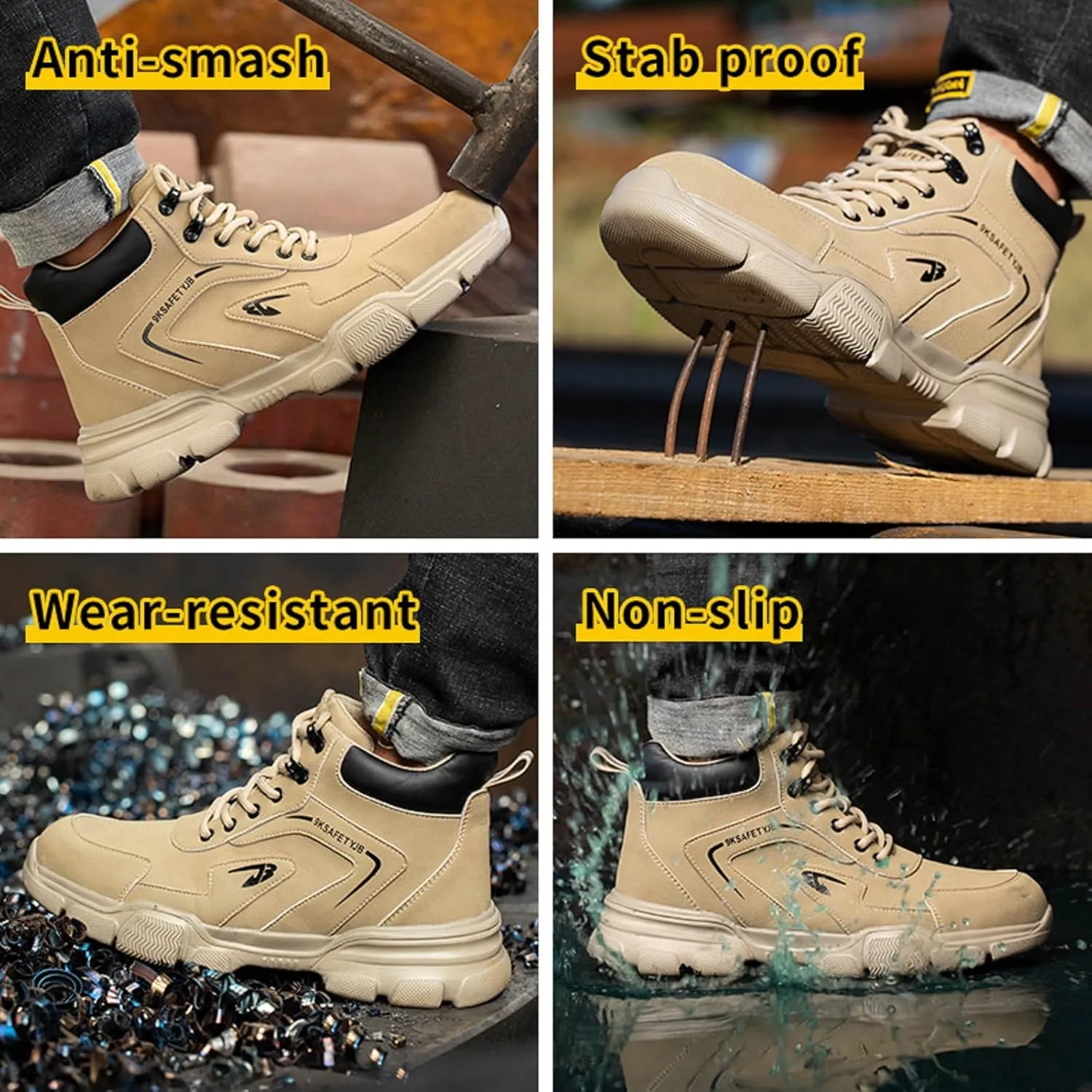 R-Win Waterproof Work Boots Steel Toe Cap Shoe Men Women Lightweight Comfortable Mid Top Safet Trainers