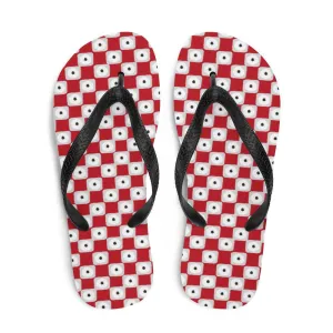Red Chequered Pattern Flip-Flops