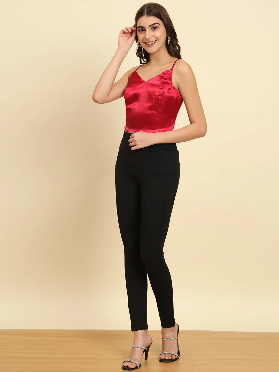 Red Laced Up Party Top