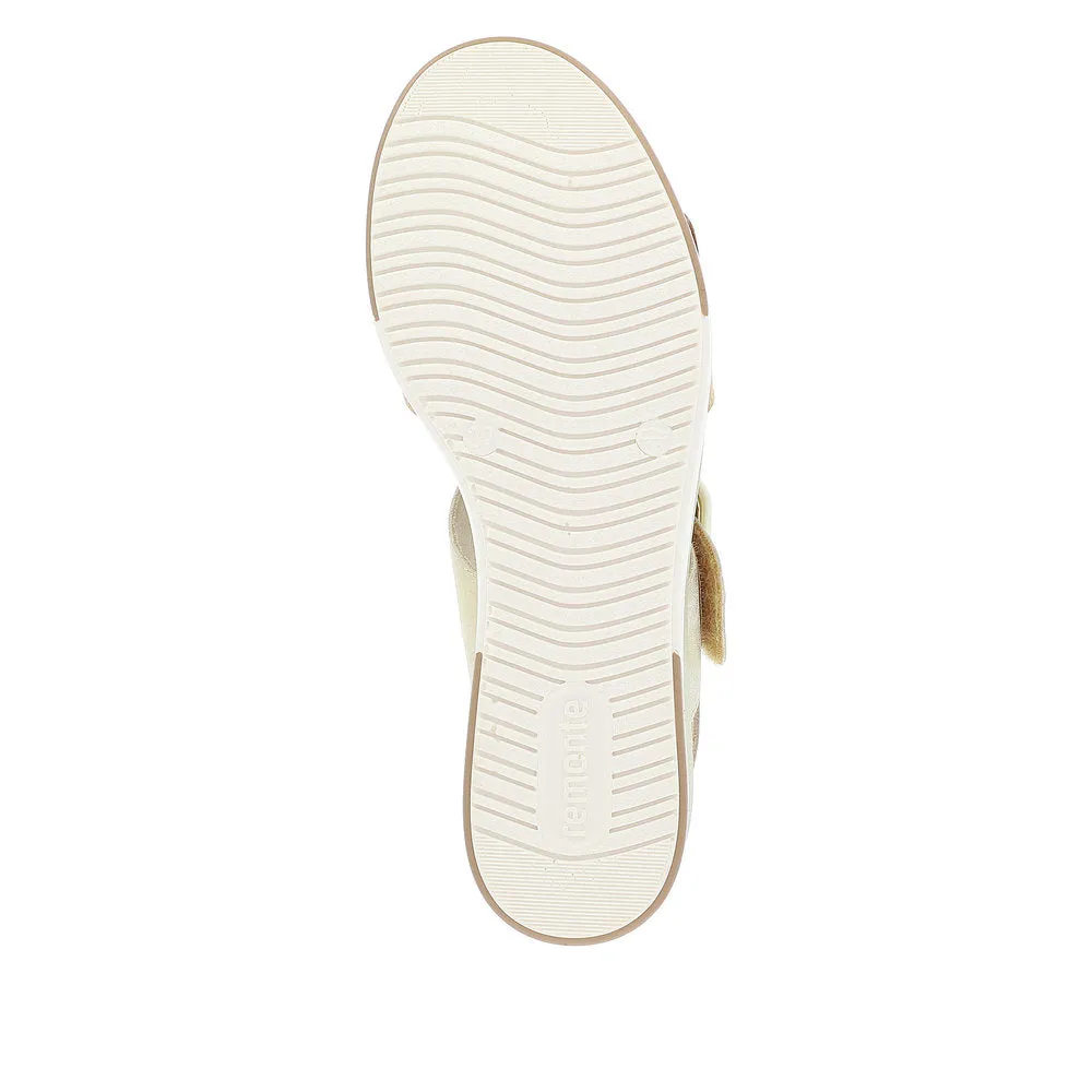 Remonte D1P50-90  Ladies Metallic Gold Nude Leather Touch Fastening Sandals