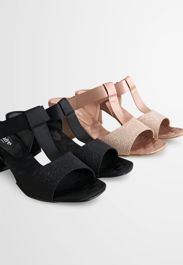 Rennie Satin With Glitter Strap Heels