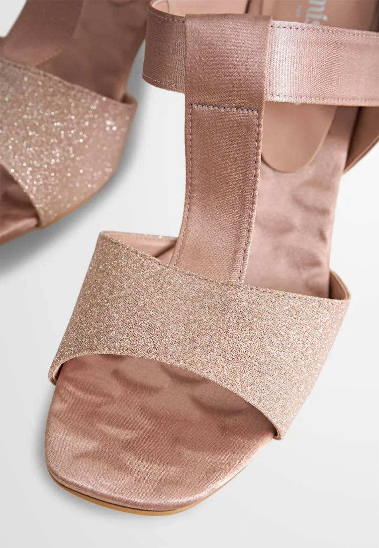 Rennie Satin With Glitter Strap Heels