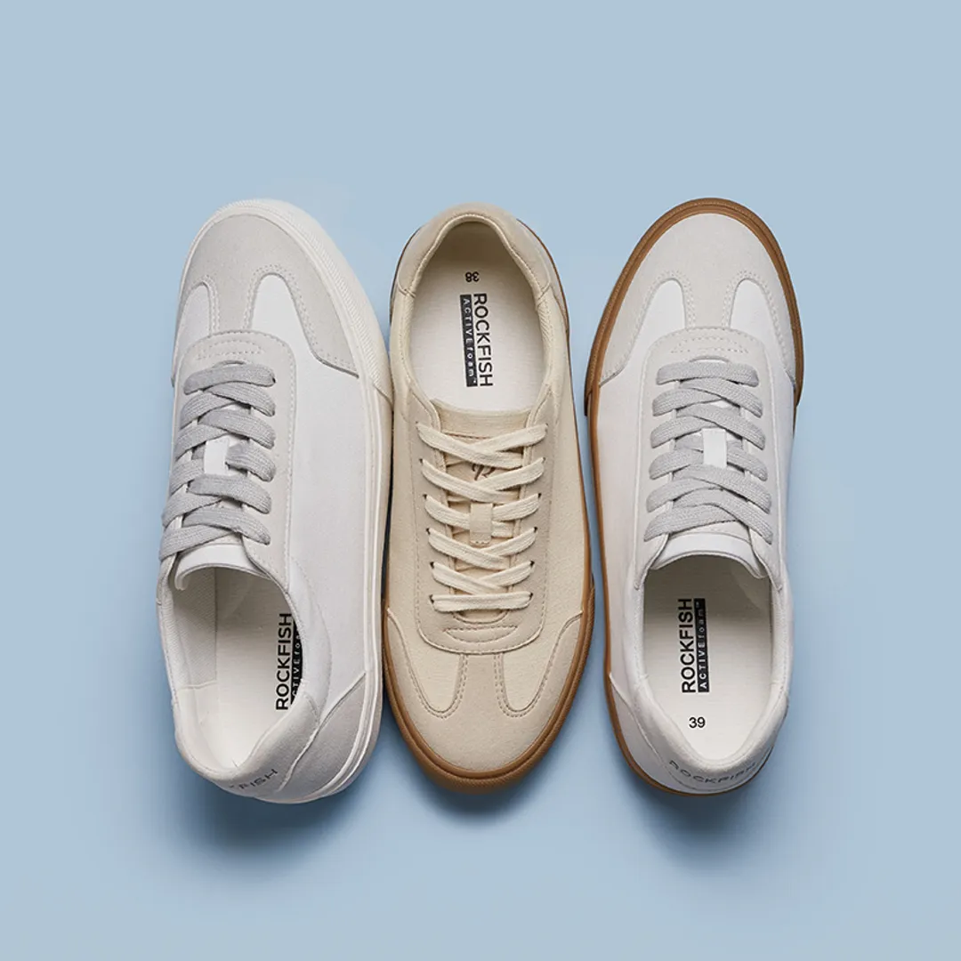 ROCKFISH  Beige / Gum 901 DWR Ladies Trainers, German Army Trainer (GAT), Womens Canvas Sneaker