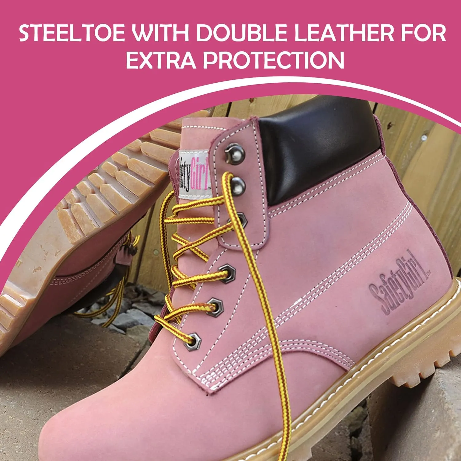 SafetyGirl Steel Toe Work Boots - Light Pink - 9.5W