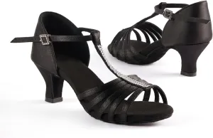SANGEESON Women's Latin Dance Shoes Satin Professional Ballroom Dance Shoes Women Salsa Practice Performance Latin Dancing Shoes Heel 2 inch